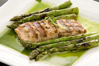 Product: Salmon with Asparagus - Castle Street Cafe in Great Barrington, MA Organic Restaurants