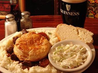 Product: Sirloin tips & vegetables in a Guinness gravy, served over colcannon, topped with puff pastry. - Celtic Ray Irish Pub in Punta Gorda Downtown Historic Distrcy - Punta Gorda, FL Bars & Grills