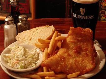 Product: Icelandic cod lightly battered and fried & served with chips (fries). - Celtic Ray Irish Pub in Punta Gorda Downtown Historic Distrcy - Punta Gorda, FL Bars & Grills