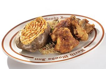 Product: Fried Chicken Dinner - Clearmans North Woods Inn in San Gabriel, CA Steak House Restaurants