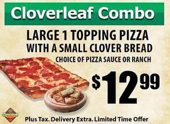Product: $12.99 Cloverleaf Combo - Cloverleaf Pizza in Macomb, MI Pizza Restaurant