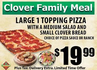 Product: $19.99 Family Meal - Cloverleaf Pizza in Macomb, MI Pizza Restaurant