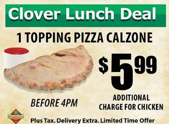 Product: Calzone Lunch special - Cloverleaf Pizza in Macomb, MI Pizza Restaurant