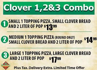 Product: Cloverleaf Combo's 1-3 - Cloverleaf Pizza in Macomb, MI Pizza Restaurant