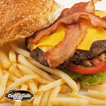 Product: Cody’s Bacon Cheeseburger - Cody's Cafe in Santa Barbara, CA American Restaurants