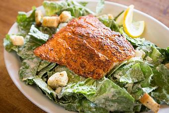 Product: Cajun Salmon Caesar Salad pictured - Cornucopia Restaurant in Westside Jefferson - Eugene, OR American Restaurants