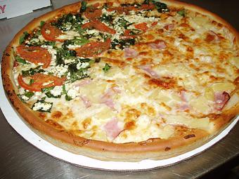 Product: Half Arthur's Half Hawaiian Pizza - Country Pizza & Italian Grill in New Port Richey, FL Pizza Restaurant