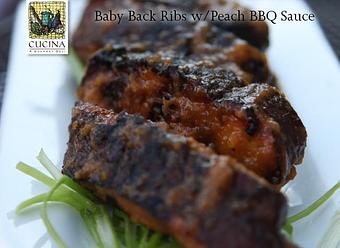 Product: Cucina Baby Back Ribs with Peach BBQ Sauce - Cucina Deli in Salt Lake City, UT American Restaurants