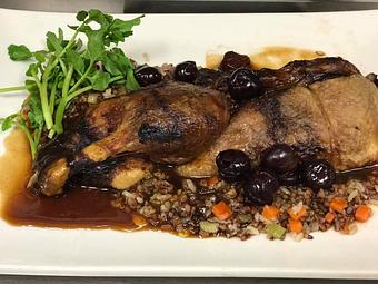 Product: Roasted Duck With Cherry Sauce - D & J Bistro in Lake Zurich, IL Bars & Grills