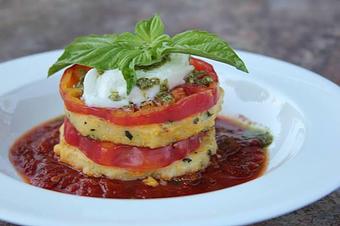 Product: Tomato & Polenta Stack, (custom catered event) - Dancing Tomato in Yuba City, CA Italian Restaurants