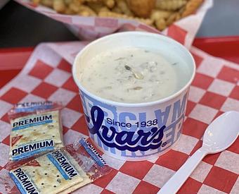 Product: Ivar's Clam Chowder - Davy's Burger Ranch, in Prosser, WA American Restaurants