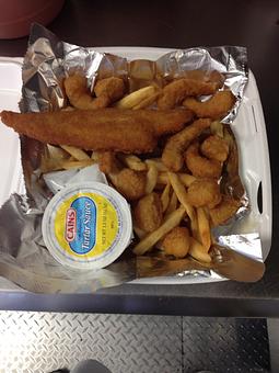 Product: Served with fish, scallops, shrimp & fries - DC’s Pizza & Catering in Albany - Albany, NY Pizza Restaurant