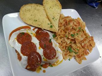 Product: Pepperoni Chicken w/ Pasta - Deli News Pizza in Long Beach, CA Italian Restaurants