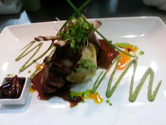 Product: Dbl Lamb Chop, Fufu Platano, Chimmichurri Puree' f - El Chaman Peruvian Restaurant in Miami, FL Latin American Restaurants