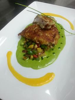Product: Grouper Potato Crust,Huacatai & Aji Amarillo Cream - El Chaman Peruvian Restaurant in Miami, FL Latin American Restaurants