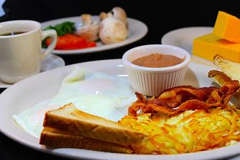 Product: 2 Eggs w/ Bacon, Hash Browns and Toast - El Rincon De Los Angeles in Zapata, TX Mexican Restaurants Product: 2 Eggs w/ Bacon, Hash Browns and Toast - El Rincon De Los Angeles in Zapata, TX Mexican Restaurants