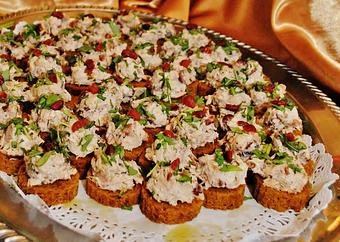 Product: Chicken cranberry tea sandwiches...the perfect bite size sandwich for holiday parties - Elyse's Catering, in Tumwater, WA Dessert Restaurants
