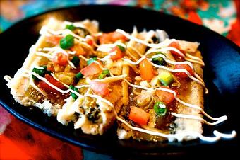 Product: Spinach and Artichoke 3 Cheese Tamales - Estrella Negra in Logan Square/ Bucktown border - Chicago, IL Latin American Restaurants