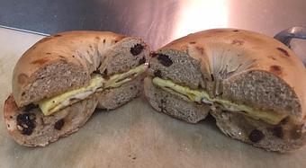 Product: Egg and Cheese on a Cinnamon Raisin Bagel - Farmer John's Food Market in Hammonton, NJ Delicatessen Restaurants