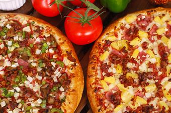 Product: Our Hawaiian Pizza is a kids favorite! - Father & Son Pizzeria in Chesterfield Township, Michigan - Chesterfield, MI Pizza Restaurant