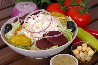 Product: All of our salads are made fresh to order. - Father & Son Pizzeria in Chesterfield Township, Michigan - Chesterfield, MI Pizza Restaurant