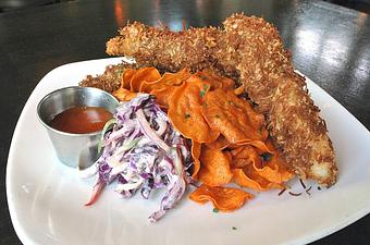 Product: Coconut Ale Battered Cod & Sweet Potato Chips - Fats Asia Bistro in Folsom - Folsom, CA Chinese Restaurants
