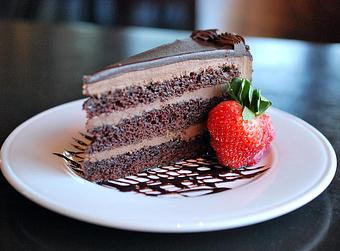 Product: A three-layered chocolate cake with a hand-poured chocolate glaze - Fats Asia Bistro in Folsom - Folsom, CA Chinese Restaurants