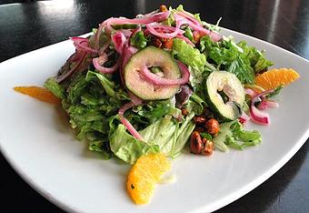 Product: Thai Salad with arugula, red leaf, shaved fennel, candied cashews, pickled red onion, pickled cucumber, and orange supremes with citrus cocoa vinaigrette - Fats Asia Bistro in Roseville - Roseville, CA Chinese Restaurants