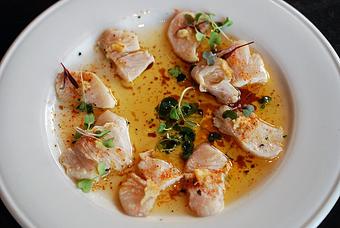 Product: Hong Kong style Seared hamachi with fresh ginger, chili oil, and soy sauce - Fats Asia Bistro in Roseville - Roseville, CA Chinese Restaurants