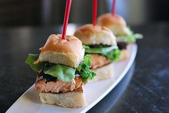 Product: Salmon Sliders. Blacken salmon with spicy aioli and mixed greens on sweet Hawaiian rolls. - Fats Asia Bistro in Roseville - Roseville, CA Chinese Restaurants