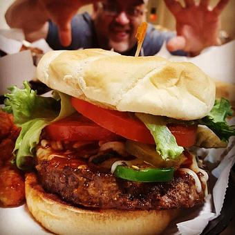 Product: A "Build Your Own" creation! With a Photobomb. - Fieldhouse Bar and Grill in Moss-Bradley, Uplands - Peoria, IL American Restaurants