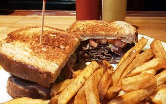 Product: smoked london broil sandwich - Foothills Brewing in Winston Salem, NC American Restaurants
