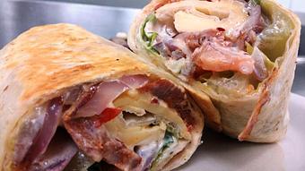 Product: Andouille Sausage Wrap - Foothills Brewing in Winston Salem, NC American Restaurants