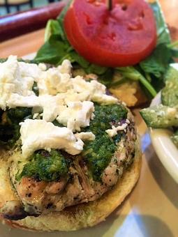 Product: chicken pesto goat cheese - Foothills Brewing in Winston Salem, NC American Restaurants