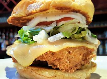 Product: Winston Fried Chicken sandwich - Foothills Brewing in Winston Salem, NC American Restaurants