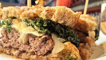Product: fried kale burger - Foothills Brewing in Winston Salem, NC American Restaurants