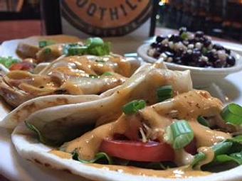 Product: Pulled smoked chicken tacos - Foothills Brewing in Winston Salem, NC American Restaurants
