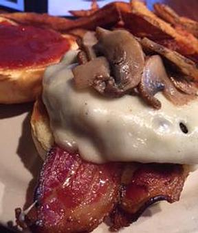 Product: Mushroom & Bacon Burger - Foothills Brewing in Winston Salem, NC American Restaurants