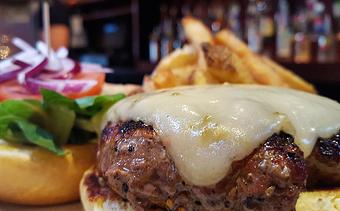 Product: Buffalo Cheeseburger - Foothills Brewing in Winston Salem, NC American Restaurants