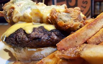 Product: Shanewich Burger & Chile Relleno - Foothills Brewing in Winston Salem, NC American Restaurants