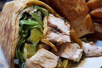 Product: Grilled Chicken Wrap - Foothills Brewing in Winston Salem, NC American Restaurants