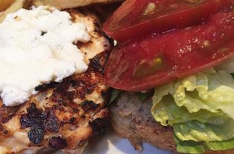 Product: Grilled chicken breast with ricotta cheese and Cherokee purple tomatoes - Foothills Brewing in Winston Salem, NC American Restaurants