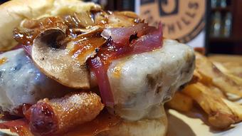 Product: Brown Sugar Bacon Burger - Foothills Brewing in Winston Salem, NC American Restaurants