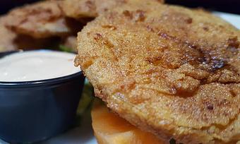 Product: Fried Green Tomato - Foothills Brewing in Winston Salem, NC American Restaurants