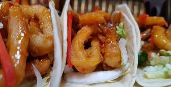 Product: Fried calamari, sweet chili sauce, napa cabbage slaw and pickled ginger - Foothills Brewing in Winston Salem, NC American Restaurants