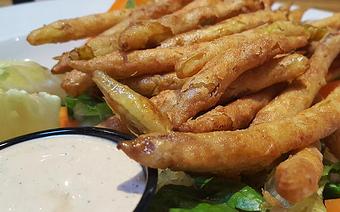 Product: Fried greenbeans & dip - Foothills Brewing in Winston Salem, NC American Restaurants