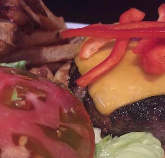 Product: Siracha rubbed beef burger - Foothills Brewing in Winston Salem, NC American Restaurants