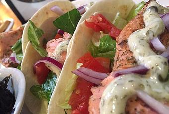 Product: Smoked Salmon, caper dill mayo, lettuce, tomato, and red onion - Foothills Brewing in Winston Salem, NC American Restaurants