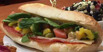 Product: Toasted garlic hoagie with salami, pepperoni and provolone - Foothills Brewing in Winston Salem, NC American Restaurants