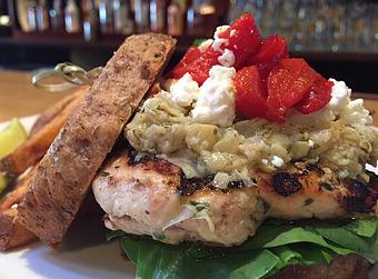 Product: Grilled chicken breast with feta - Foothills Brewing in Winston Salem, NC American Restaurants